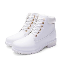 Women's White PU Faux Ankle Winter Nice Boots - sparklingselections
