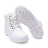 Women's White PU Faux Ankle Winter Nice Boots