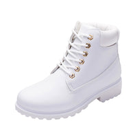 Women's White PU Faux Ankle Winter Nice Boots - sparklingselections