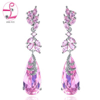 Pink Cubic Zirconia Fashion Water Drop Earings For Women - sparklingselections