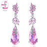 Pink Cubic Zirconia Fashion Water Drop Earings For Women