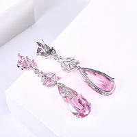Pink Cubic Zirconia Fashion Water Drop Earings For Women - sparklingselections