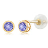 Women's Round Blue Tanzanite 14K Yellow Gold Studs