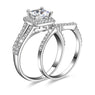 Silver Plated Princess Cut Engagement Wedding Ring Set
