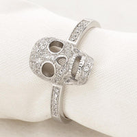 Women Silver Skull Bone Skeleton Ring Cubic Zircon Ring For Halloween Party - sparklingselections