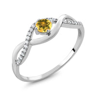 Round Yellow Citrine Sterling Silver Infinity Ring - sparklingselections