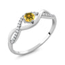 Round Yellow Citrine Sterling Silver Infinity Ring