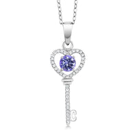 Blue Mystic Topaz Heart Key Pendant For Women - sparklingselections