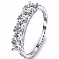 Fashion 925 Sterling Silver Bridal Ring Clear Cubic Zircon Wedding Ring - sparklingselections