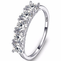 New Wedding Sterling Silver Bridal Ring Fashion Clear Cubic Zircon Ring Jewelry For Women - sparklingselections