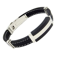 Rubber Black Wristband Bangle Clasp Cuff Bracelet - sparklingselections