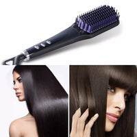 Hot Brush Hair Two in One LCD Comb Electric Hair Straightener Brush Anti-Scald Ionic Hair Straightening Brush - sparklingselections