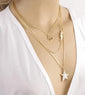 Gold Round Delicate Layer Pendant  Necklace