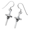 Silver Cross Dangle Drop Earrings Biker Jewelry Gifts for Women