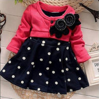 Baby Girl Toddler Party Long Sleeve Polka Dot Princess Tutu Bow Dress WInter Autumn Clothing