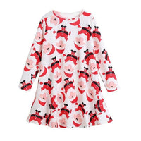 Snowman Printed Baby Girl Long Sleeve Christmas Dress - sparklingselections