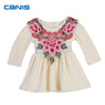 Beige Baby Kids Girl Embroidery Floral Dress Party Wedding Pageant Formal Winter Dresses