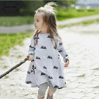 Cartoon Mouse Printed Full Sleeve Knee Length Party Dress for Kid Girls - sparklingselections