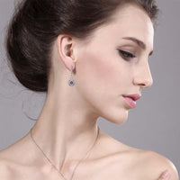 U Shaped Feminine Round Genuine Purple  Silver Earrings - sparklingselections