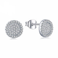 Round Sharped Sliver Stud Earrings - sparklingselections