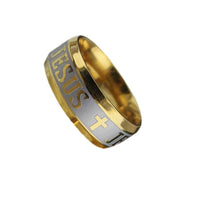 Big Size 8mm Jesus Cross Letter Bible Wedding Band Ring Men Engagement Fashion Ring Jewelry - sparklingselections