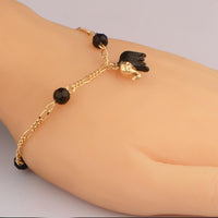 Gold Color Elephant Bead Bracelet Bangles For Women - sparklingselections