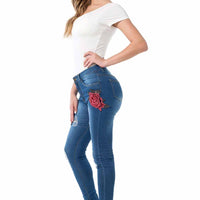 Women Fashion Winter Floral Embroidered Jeans - sparklingselections