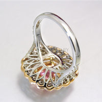 Pink White Gold with Top Crystal Ring for Women - sparklingselections