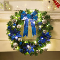 Merry Christmas Wreath Bowknot Ornament With Light For Party Decoration - sparklingselections
