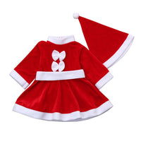 Toddler Kid Baby Girls Winter Christmas  Party Princess Dress With Hat Outfit 2 Pcs Suit - sparklingselections