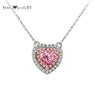 Pink Heart Pendant Necklace For Women