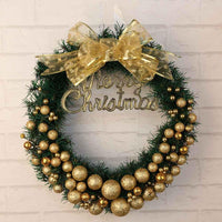 Merry Christmas Wreath 30cm Window Door Decorations Gold Powder Ball Ornament - sparklingselections