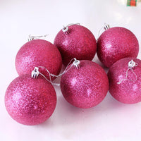 6Pc  Christmas Plum Powder Plastic Christmas Tree Decoration Ball - sparklingselections