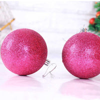 6Pc  Christmas Plum Powder Plastic Christmas Tree Decoration Ball - sparklingselections