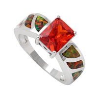 Red Square AAA CZ New Silver Color Engagement Ring - sparklingselections