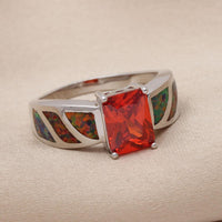 Red Square AAA CZ New Silver Color Engagement Ring - sparklingselections