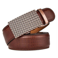 Men Comfort Click Brown Leather Belt - sparklingselections