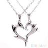 Couple Heart Magic Wand Pendant Silver Alloy Chain Necklace