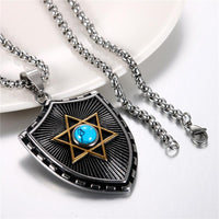 Unisex Punk Hexagram Blue/Black Crystal Pendant Necklace - sparklingselections