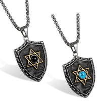 Unisex Punk Hexagram Blue/Black Crystal Pendant Necklace - sparklingselections