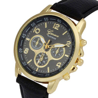 Casual Faux Leather Diamond Quartz Wrist Watch - sparklingselections