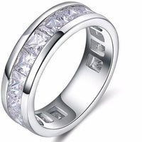 Silver Color Cubic Zirconia Wedding Rings for Unisex - sparklingselections