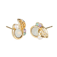 Rhinestone Lovely Leaves Stud Earrings - sparklingselections