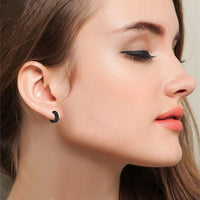 Women Stainless Steel Black CZ Stud Earrings - sparklingselections