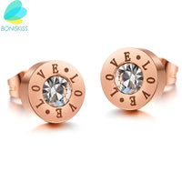 Rose Gold Color Crystal Stud Earrings - sparklingselections