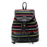 Women Stripe Woven Canvas Shoulder Backpack Bag