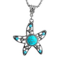 Green Resin Stone Starfish Pendant Necklace - sparklingselections