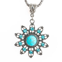 Silver Vintage Hollow Flower Pendant Necklace - sparklingselections