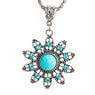 Antique Silver Vintage Hollow Flower Pendant Necklace