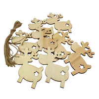 Christmas Wooden Pendant Deer Ornaments 10 PCS - sparklingselections